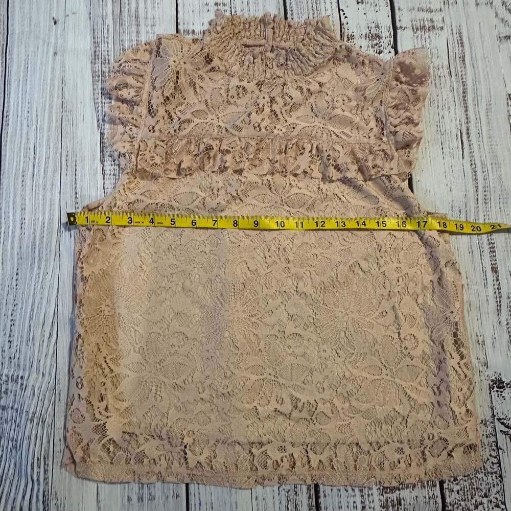 Vintage Lace Ruffle Blouse Cottagecore Sheer Romantic Top-10 - Picture 2 of 6